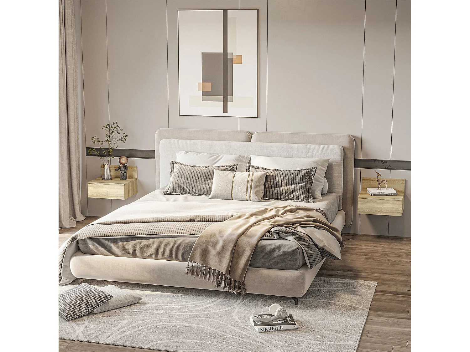 Mesillas de noche madera natural 43x36.5x30.5 cm HOMCOM