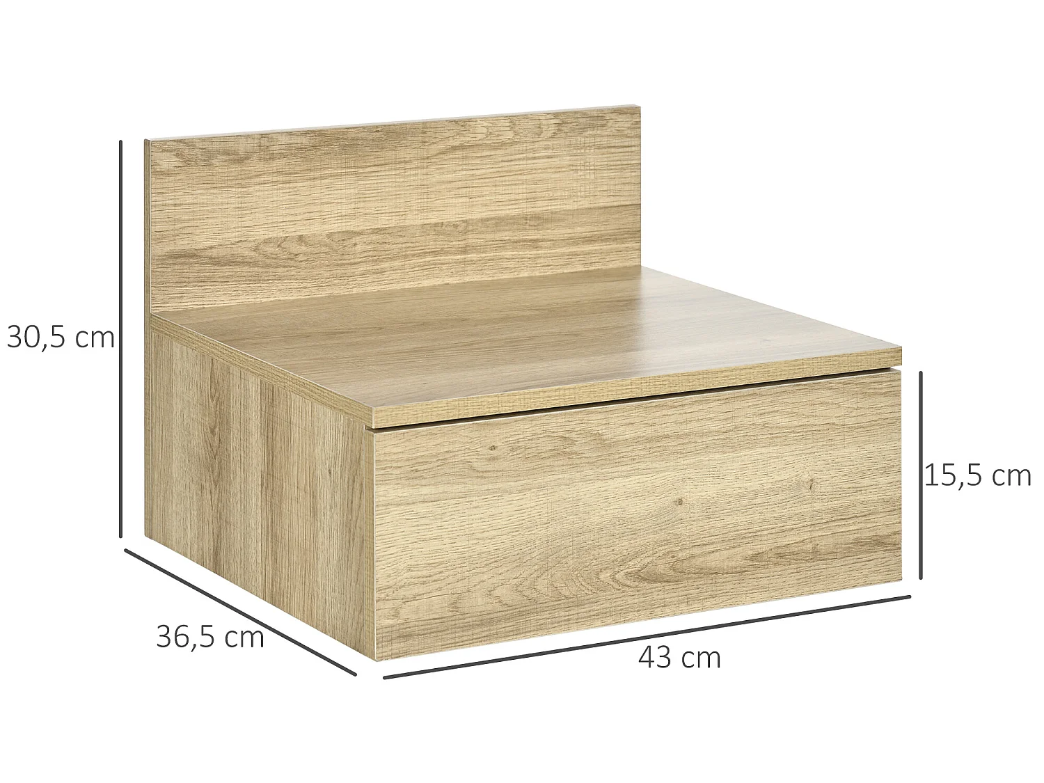 Mesillas de noche madera natural 43x36.5x30.5 cm HOMCOM