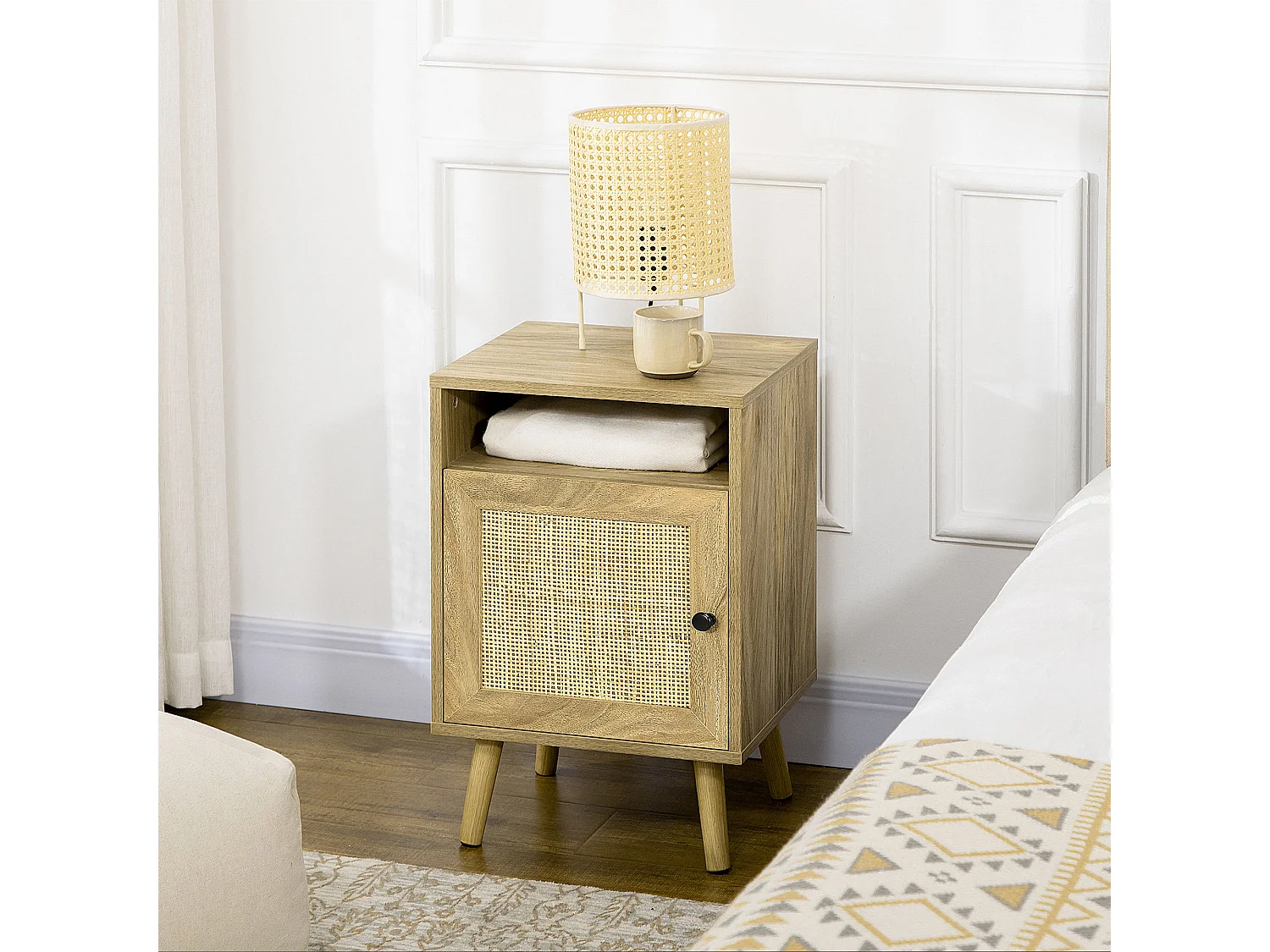 Mesilla de noche madera natural 39x35x60 cm HOMCOM