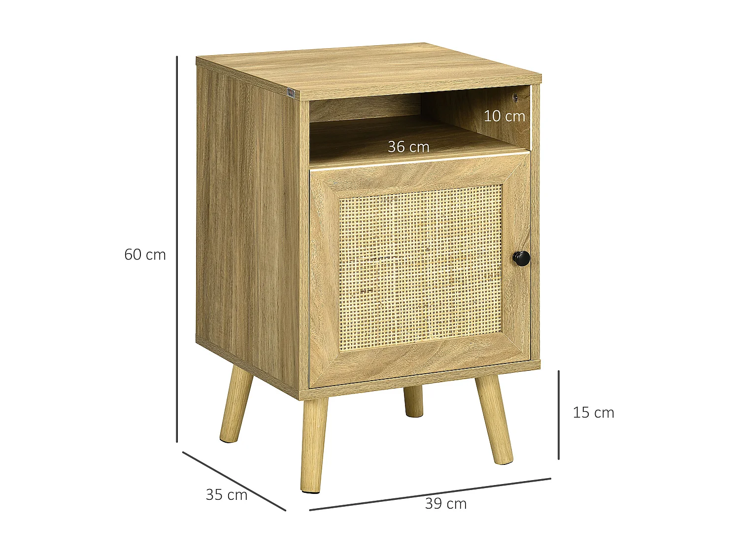 Mesilla de noche madera natural 39x35x60 cm HOMCOM