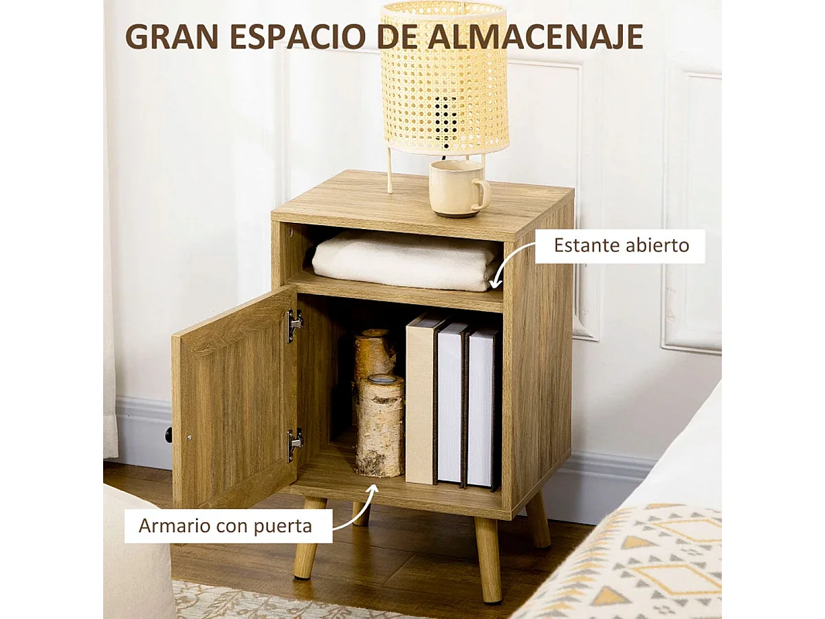 Mesilla de noche madera natural 39x35x60 cm HOMCOM