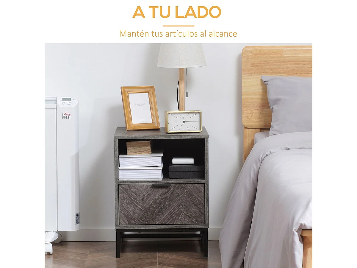 Mesilla de noche gris oscuro 40x40x52 cm HOMCOM