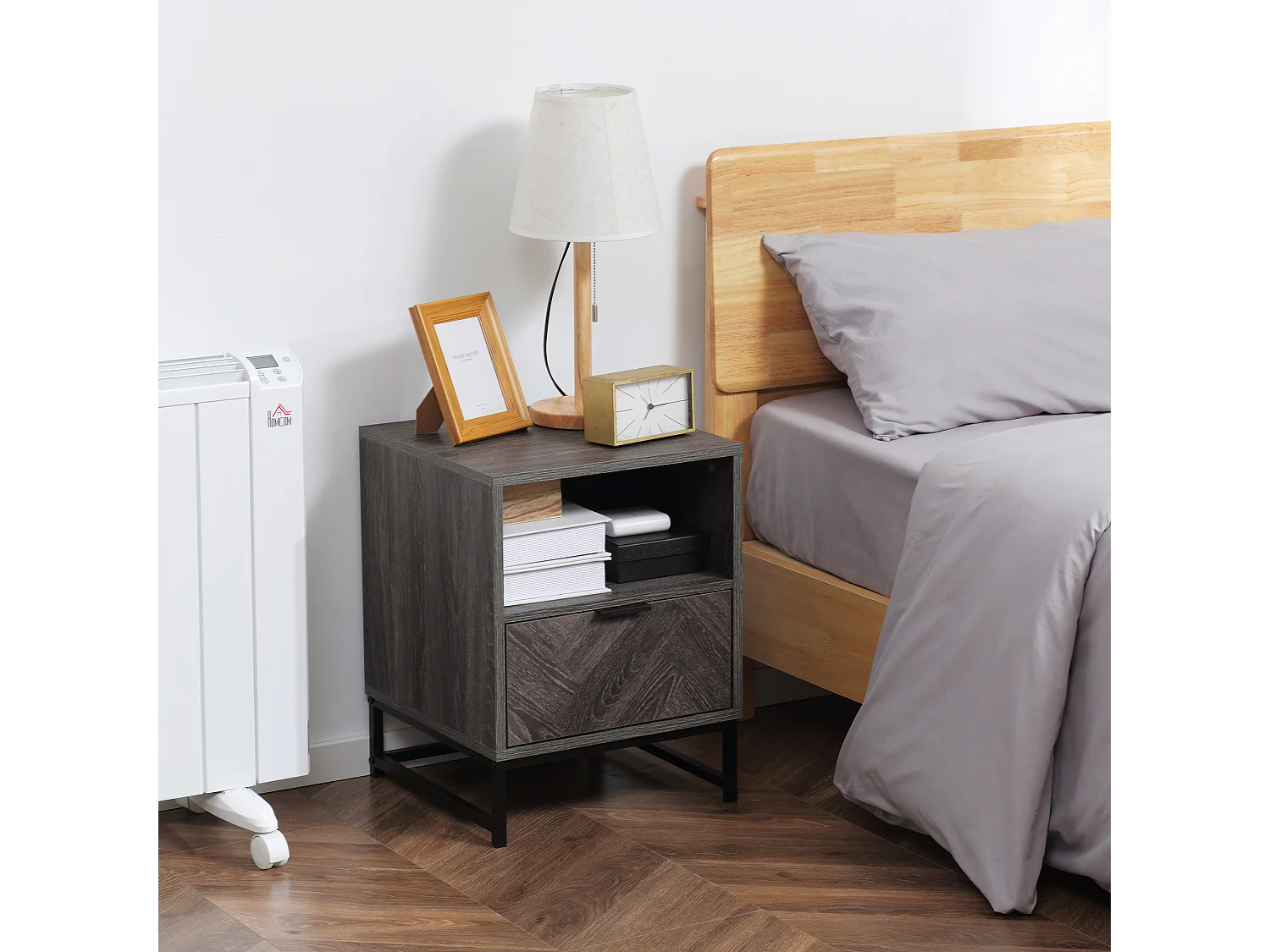 Mesilla de noche gris oscuro 40x40x52 cm HOMCOM