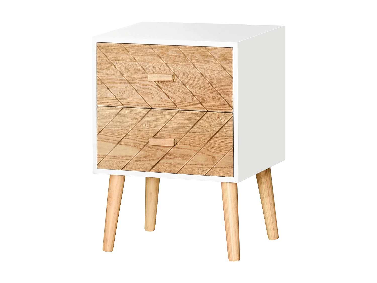 Mesita de noche blanco y madera 40x30x55,5cm HOMCOM