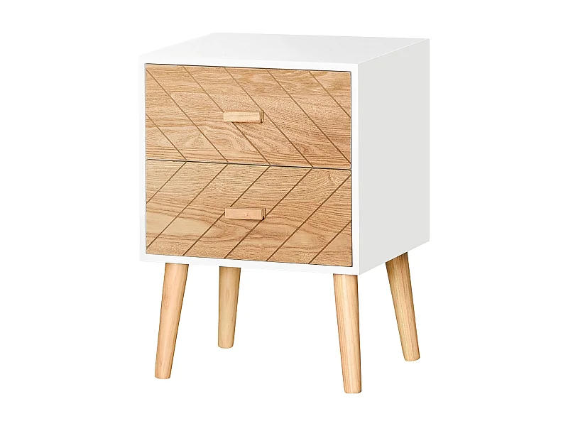Mesita de noche blanco y madera 40x30x55,5cm HOMCOM
