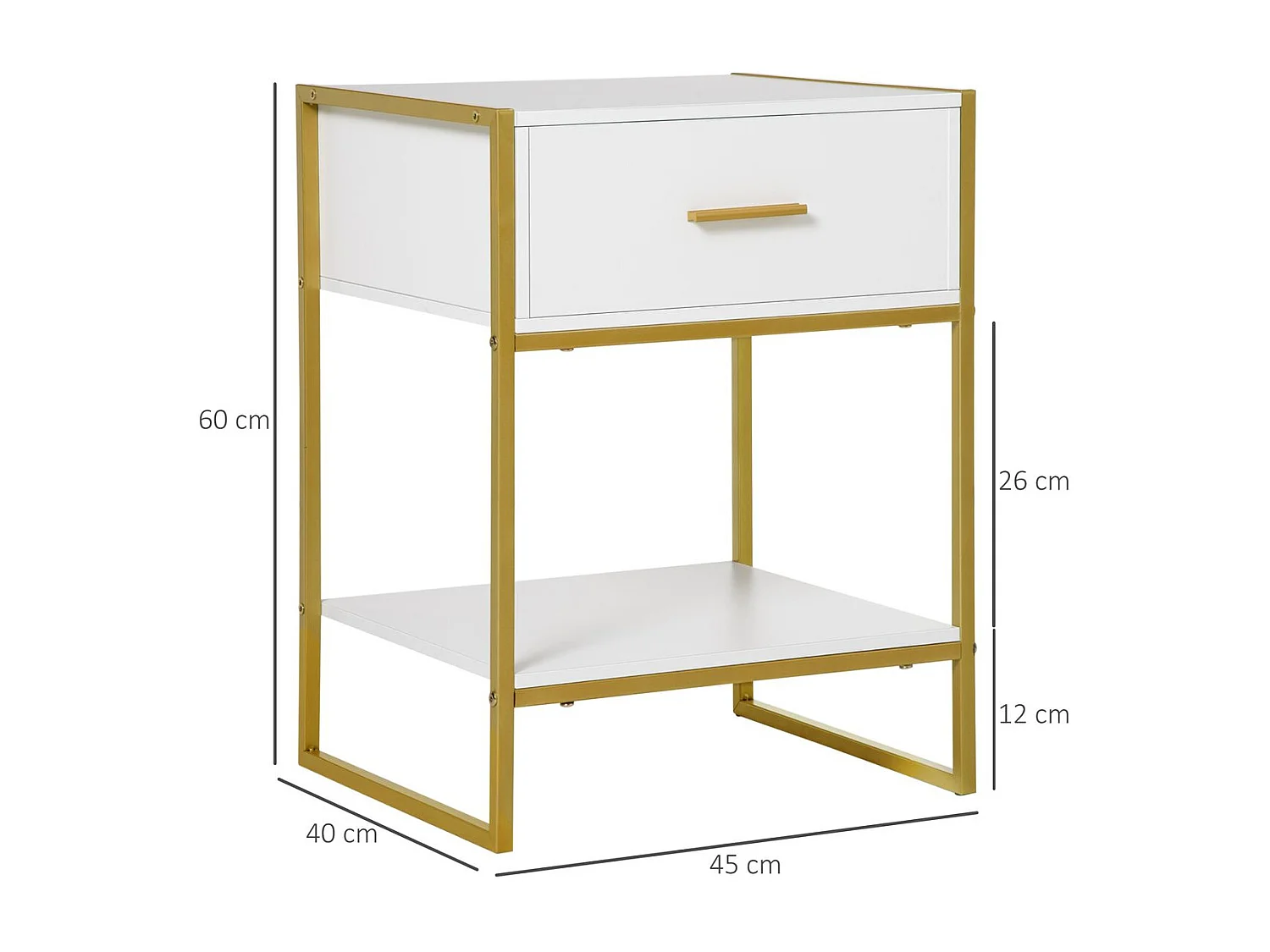 Mesilla de noche blanco 45x40x60 cm HOMCOM