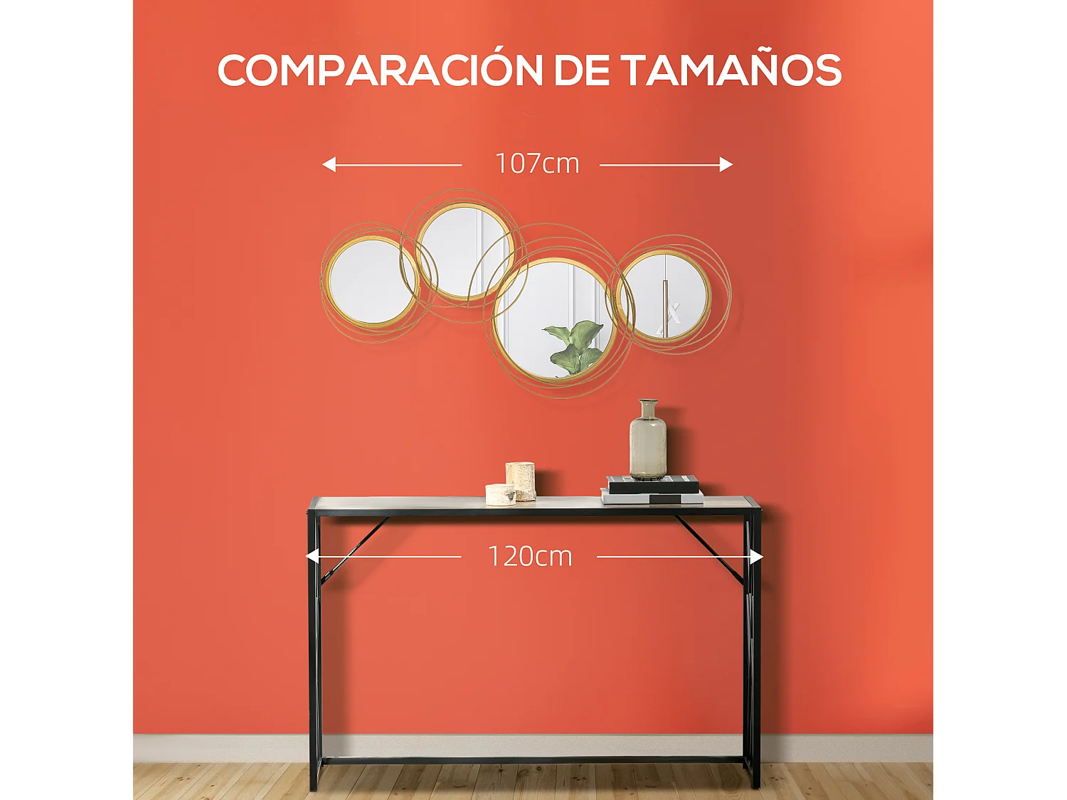 Decoración pared metálica oro 107x4x56 cm HOMCOM