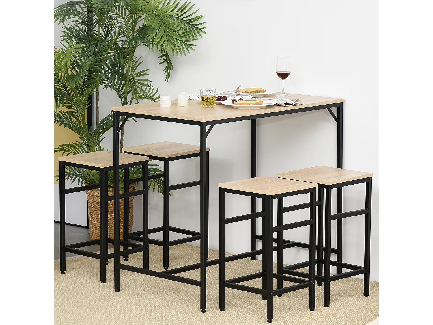 Conjunto de bar roble 100x60x88 cm HOMCOM