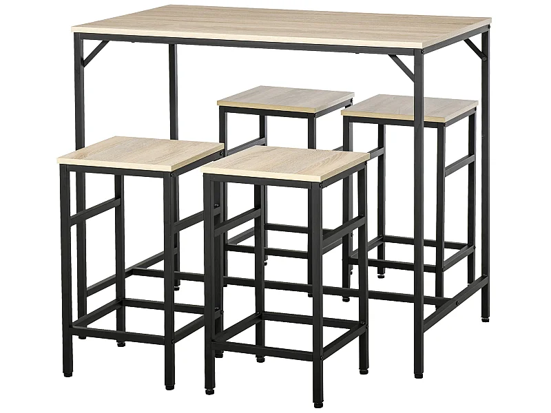 Conjunto de bar roble 100x60x88 cm HOMCOM