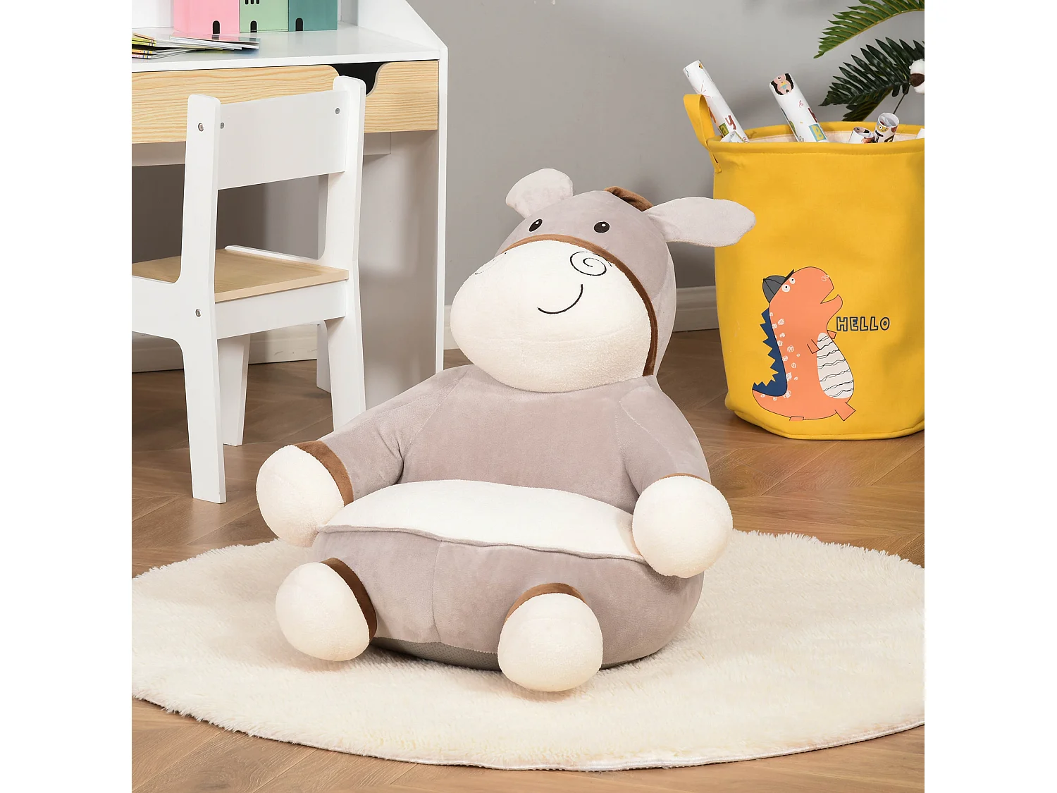 Puff infantil gris 60 x 55 x 60cm HOMCOM