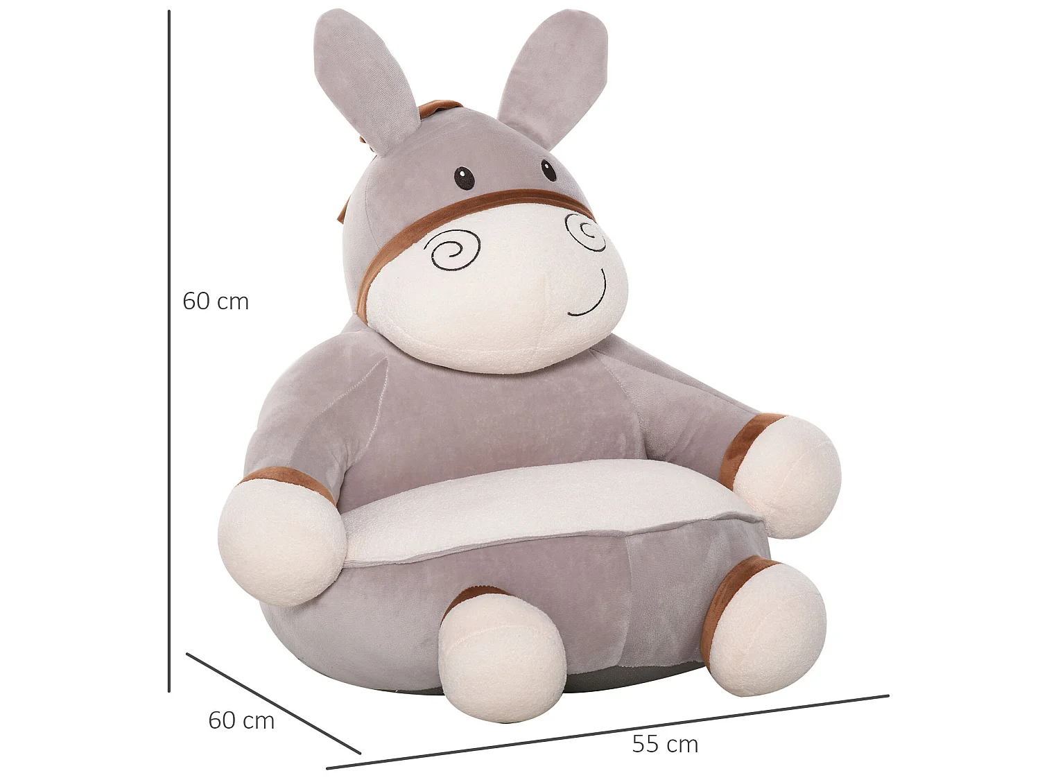 Puff infantil gris 60 x 55 x 60cm HOMCOM