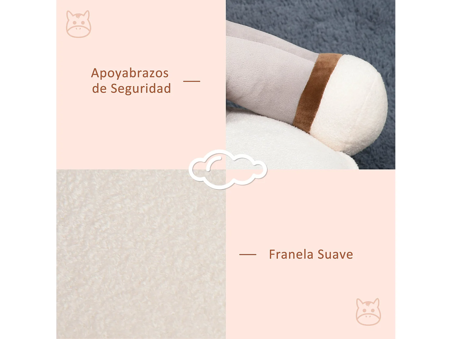 Puff infantil gris 60 x 55 x 60cm HOMCOM