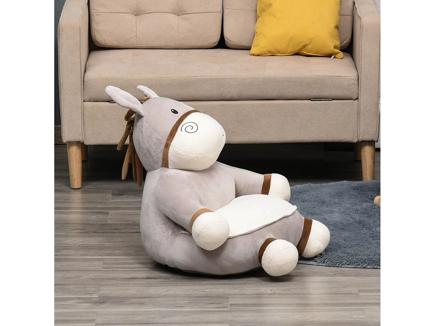 Puff infantil gris 60 x 55 x 60cm HOMCOM