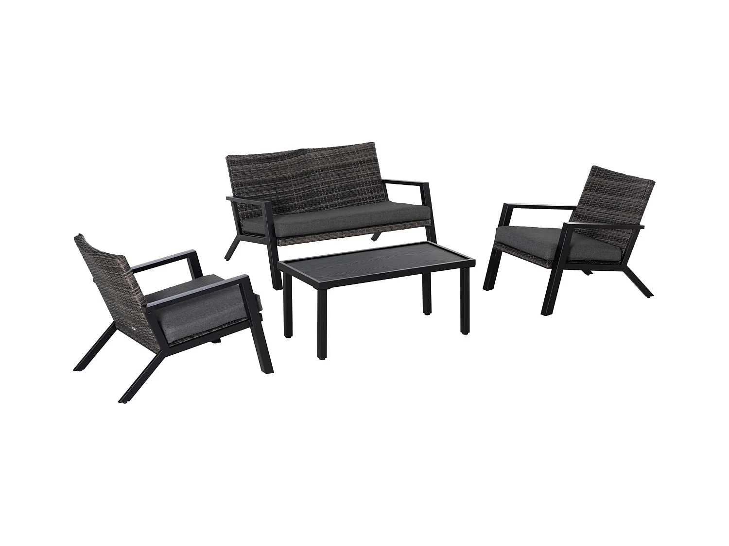 Muebles de ratán negro 124x86x75 cm Outsunny