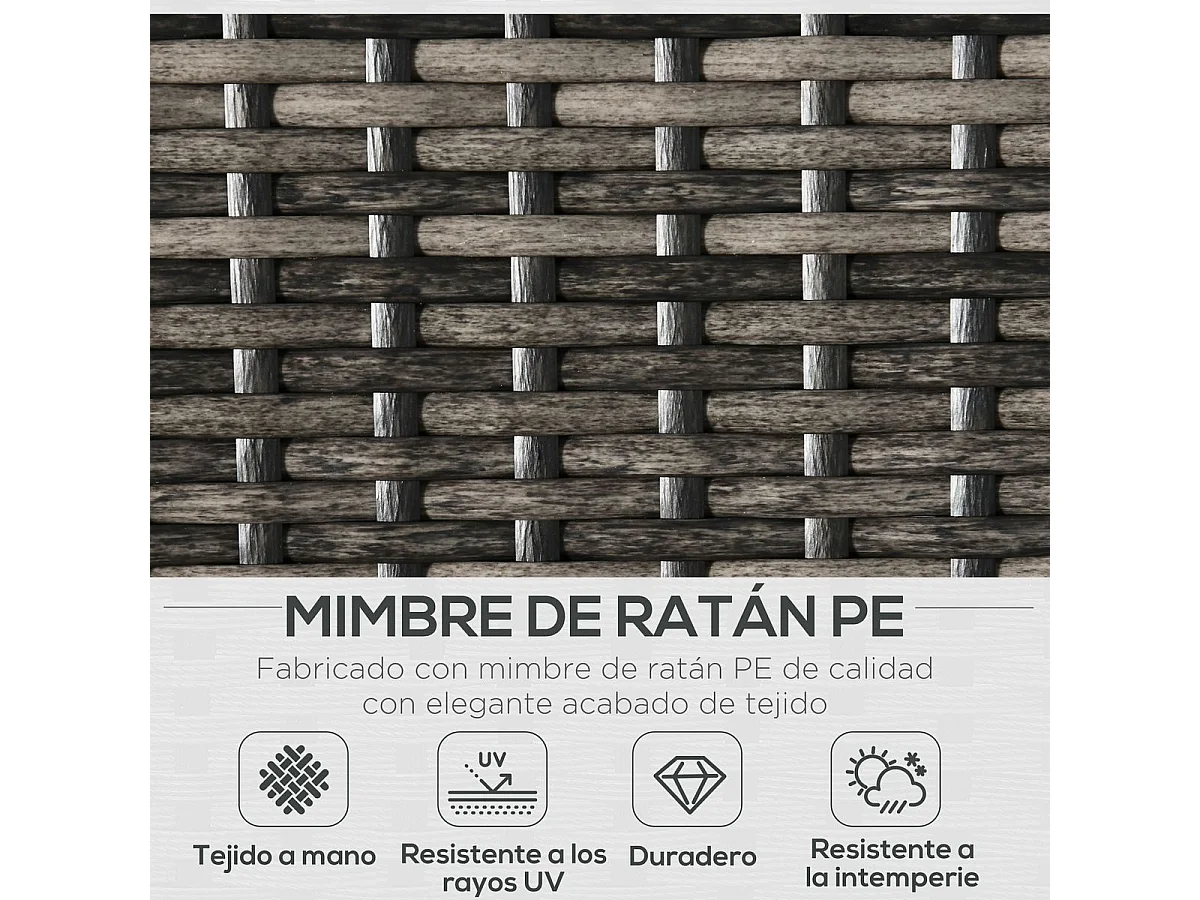 Muebles de ratán negro 124x86x75 cm Outsunny