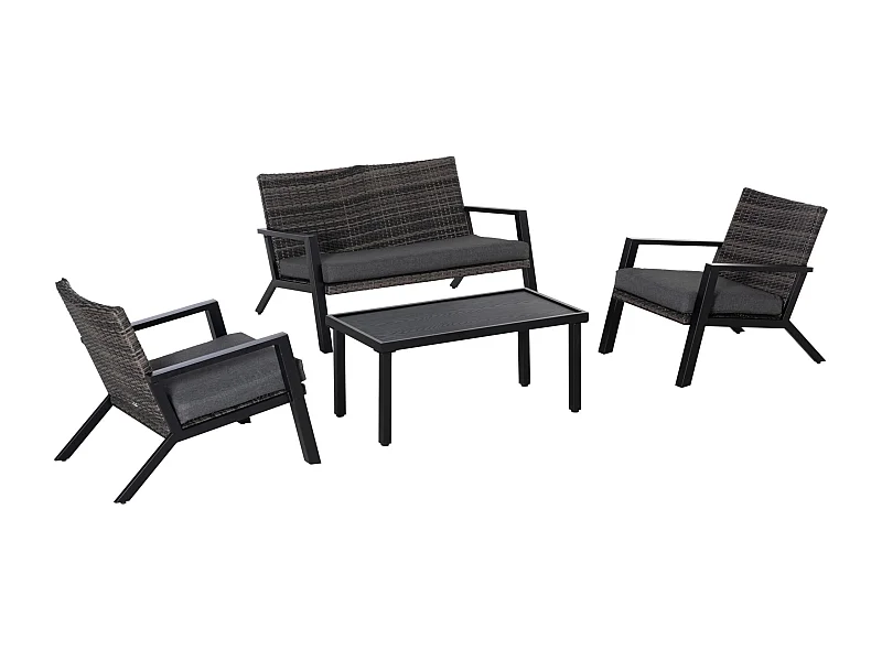 Muebles de ratán negro 124x86x75 cm Outsunny