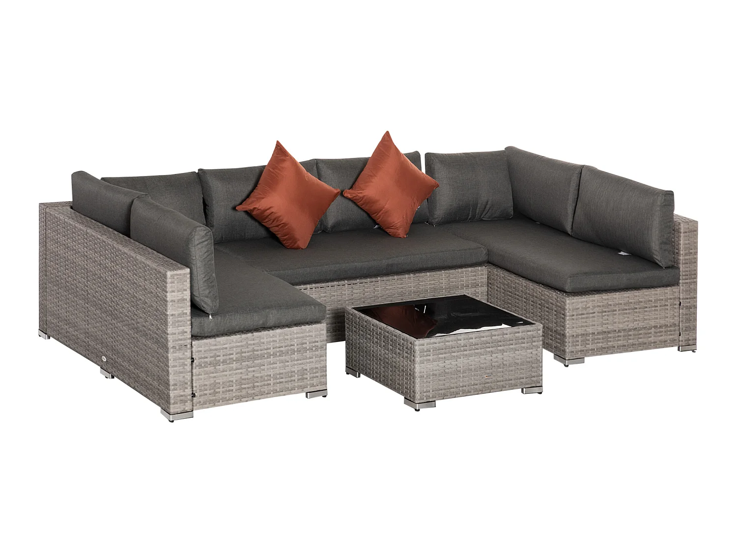 Conjunto de muebles de ratán gris 135x72.5x62 cm Outsunny
