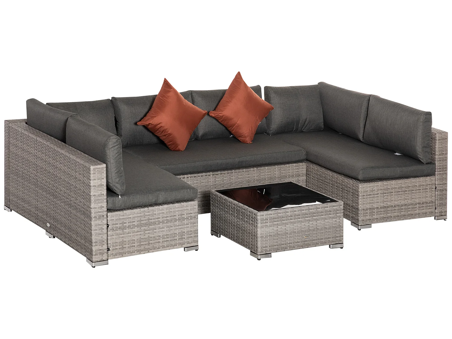 Conjunto de muebles de ratán gris 135x72.5x62 cm Outsunny
