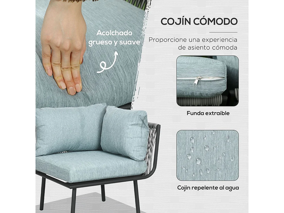 Muebles de ratán gris 120x71x65 cm Outsunny