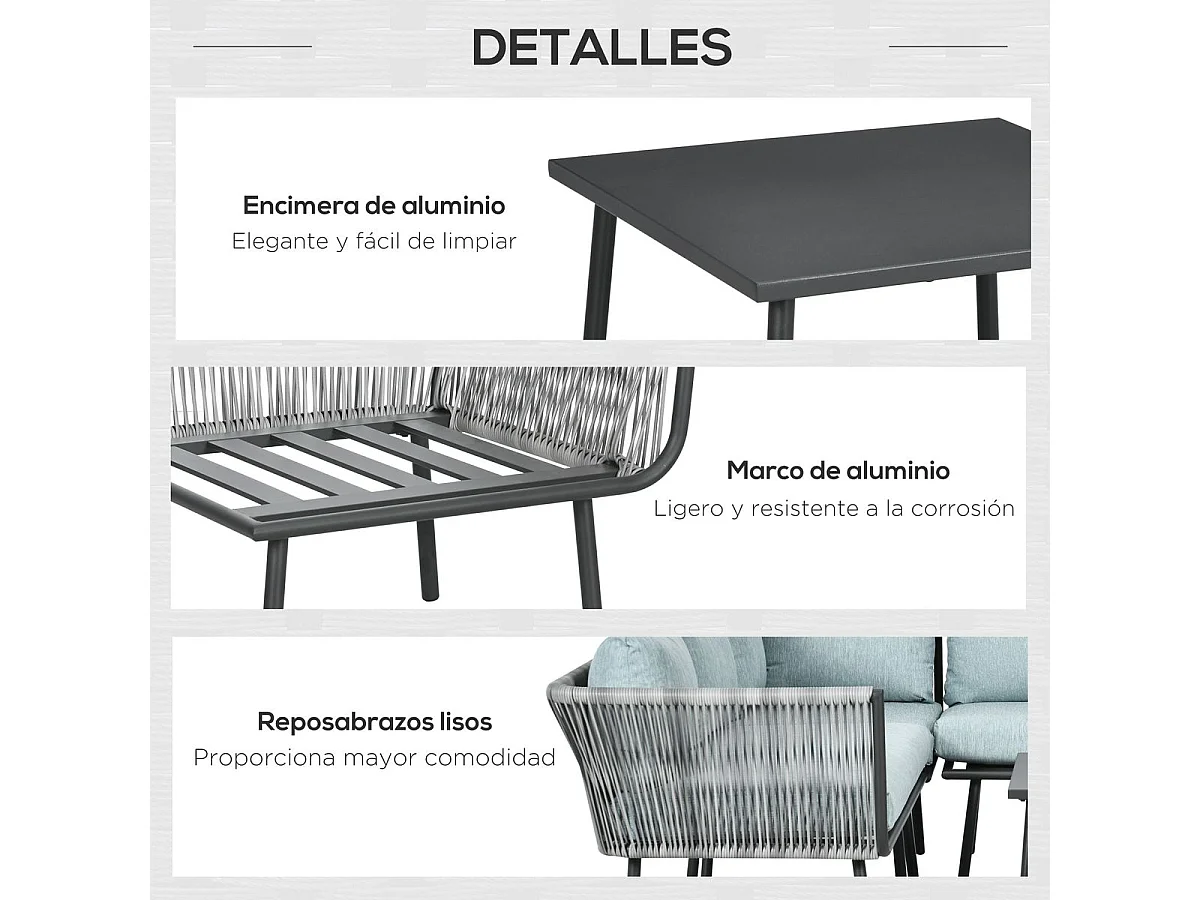 Muebles de ratán gris 120x71x65 cm Outsunny