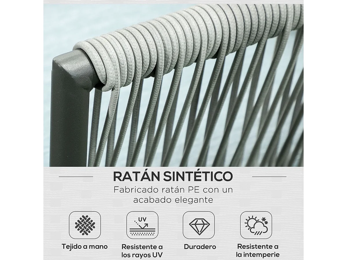 Muebles de ratán gris 120x71x65 cm Outsunny