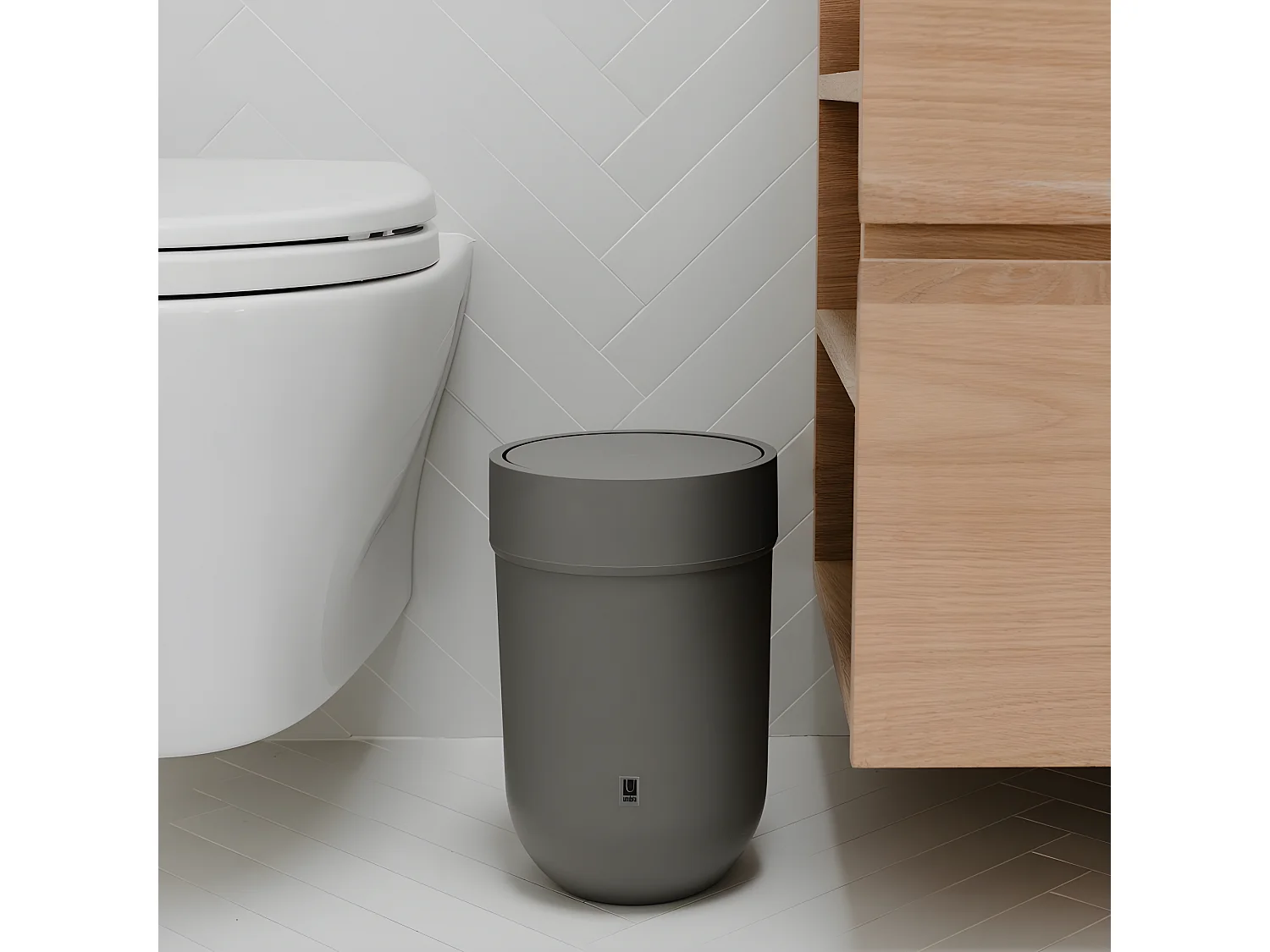 Bote de basura con tapa, con capacidad de 1.6 galones (6 l) Gris