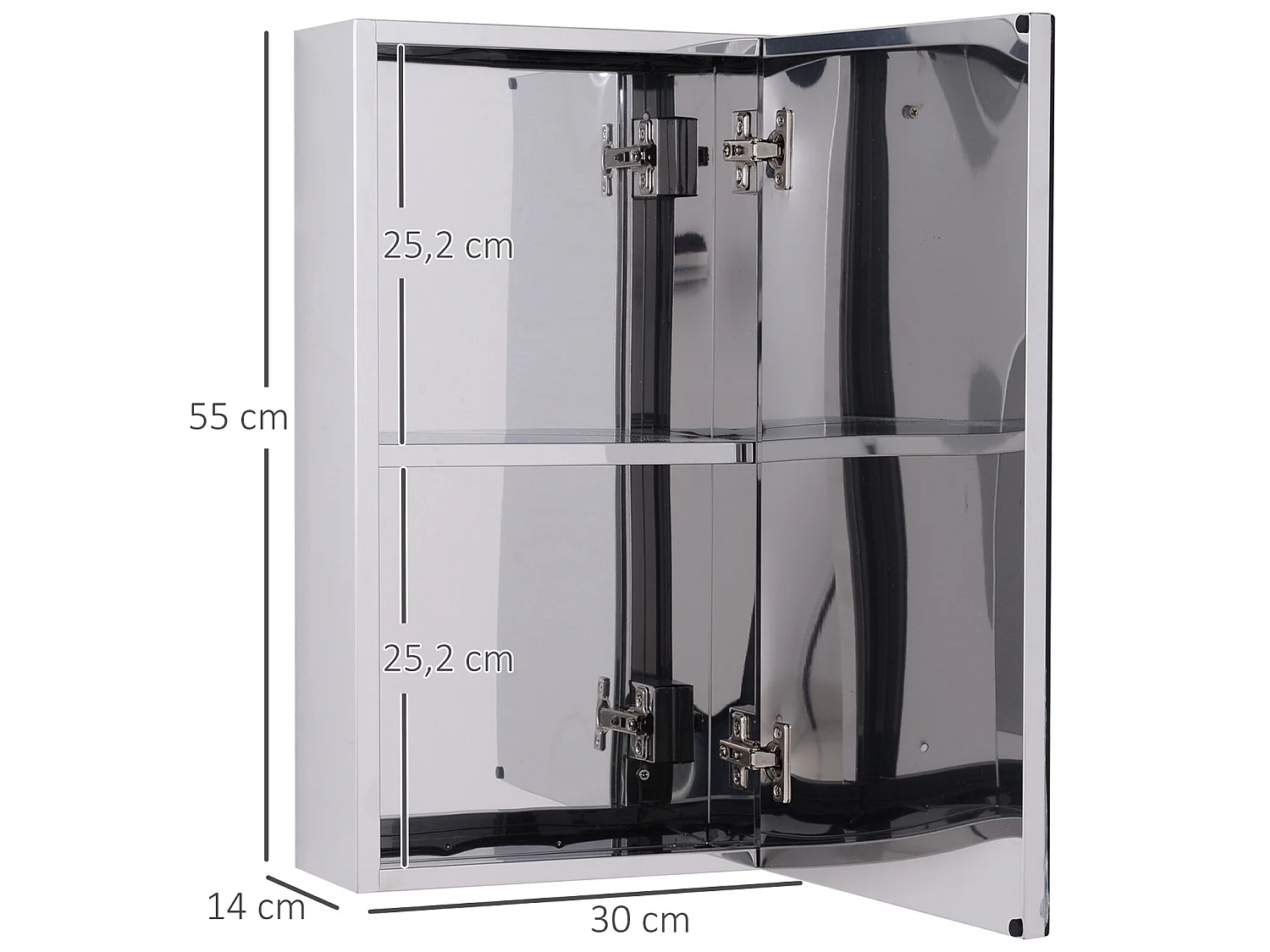 Armario con espejo plata 30x14x55 cm HOMCOM