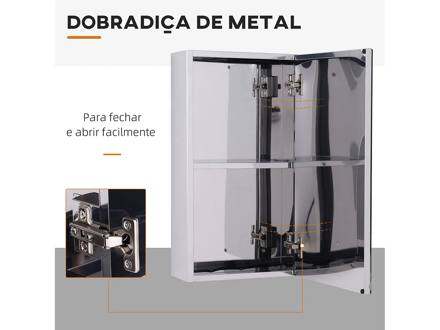 Armario con espejo plata 30x14x55 cm HOMCOM