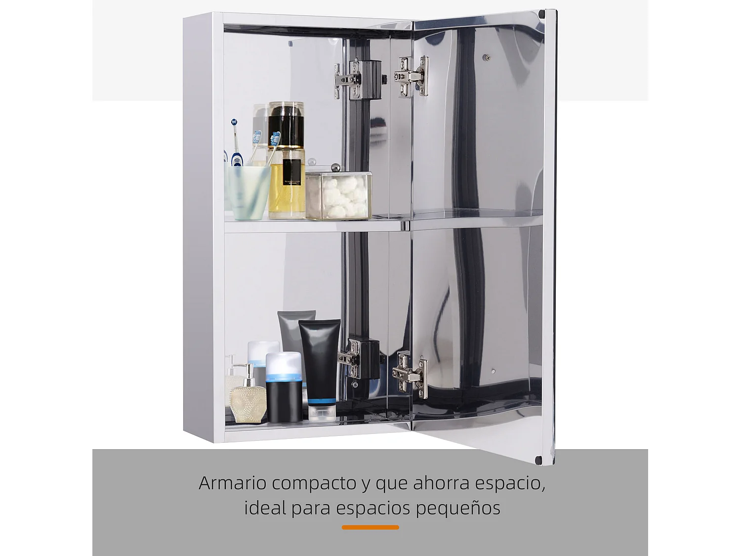 Armario con espejo plata 30x14x55 cm HOMCOM