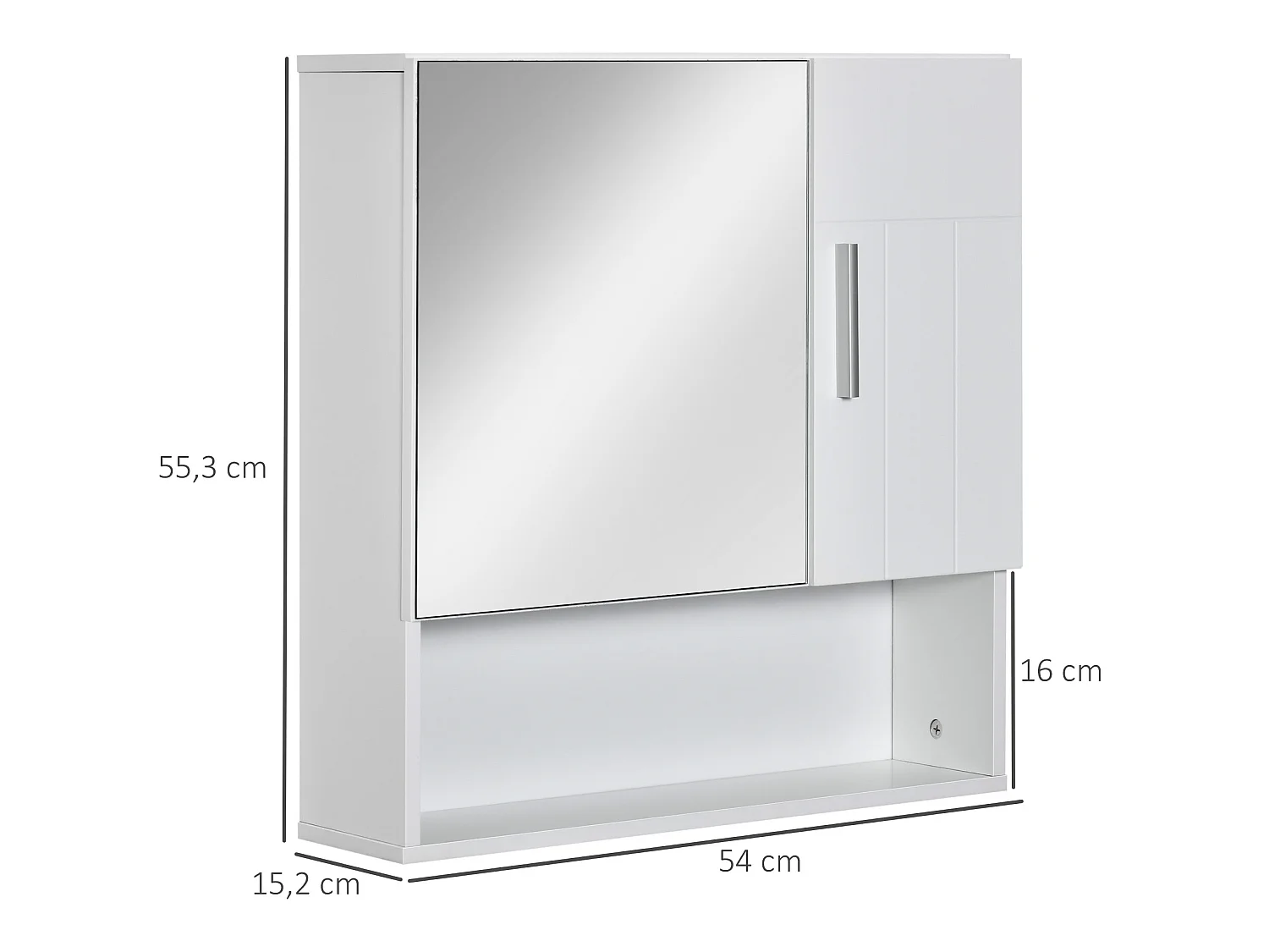 Armario con espejo blanco 54x15.2x55.3 cm kleankin