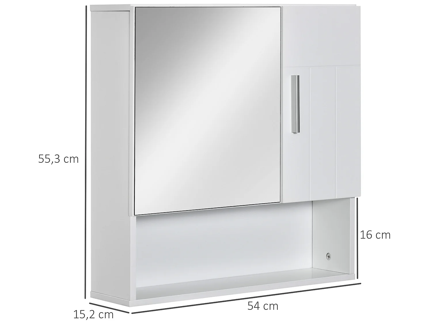 Armario con espejo blanco 54x15.2x55.3 cm kleankin