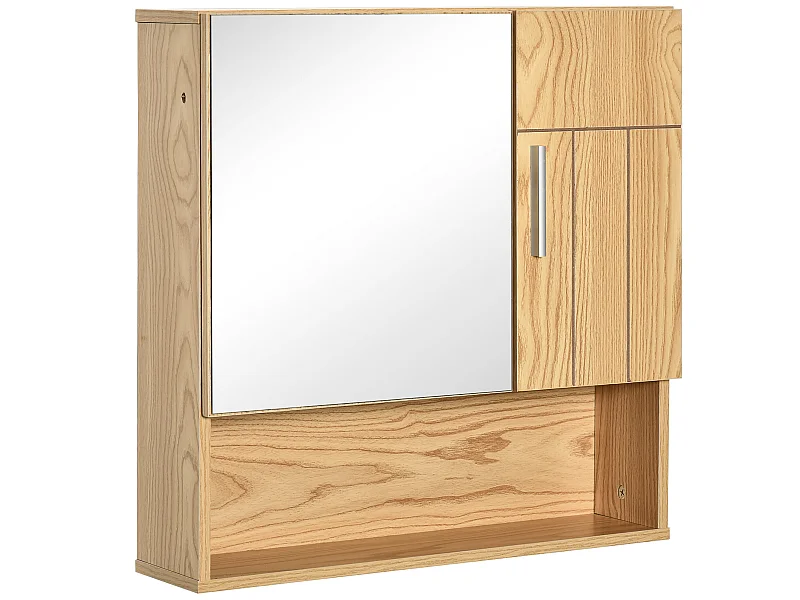 Armario con espejo madera natural 54x15.2x55.3 cm kleankin