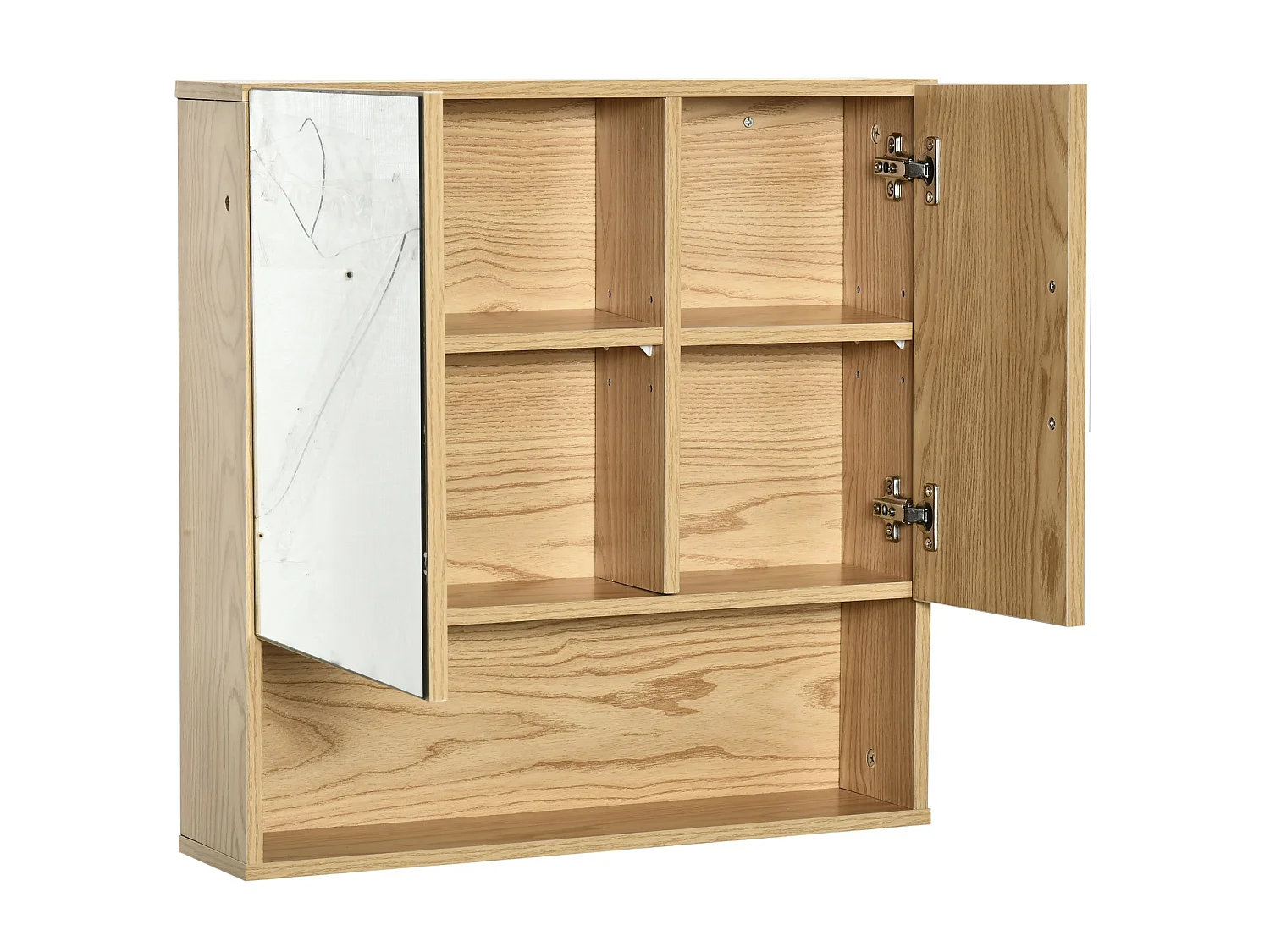 Armario con espejo madera natural 54x15.2x55.3 cm kleankin