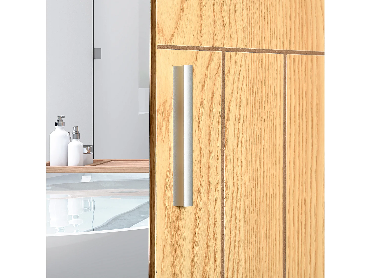 Armario con espejo madera natural 54x15.2x55.3 cm kleankin