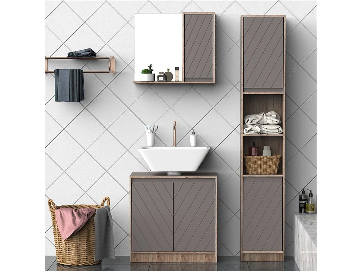 Armario de baño con espejo roble 57x14.2x49.2 cm HOMCOM