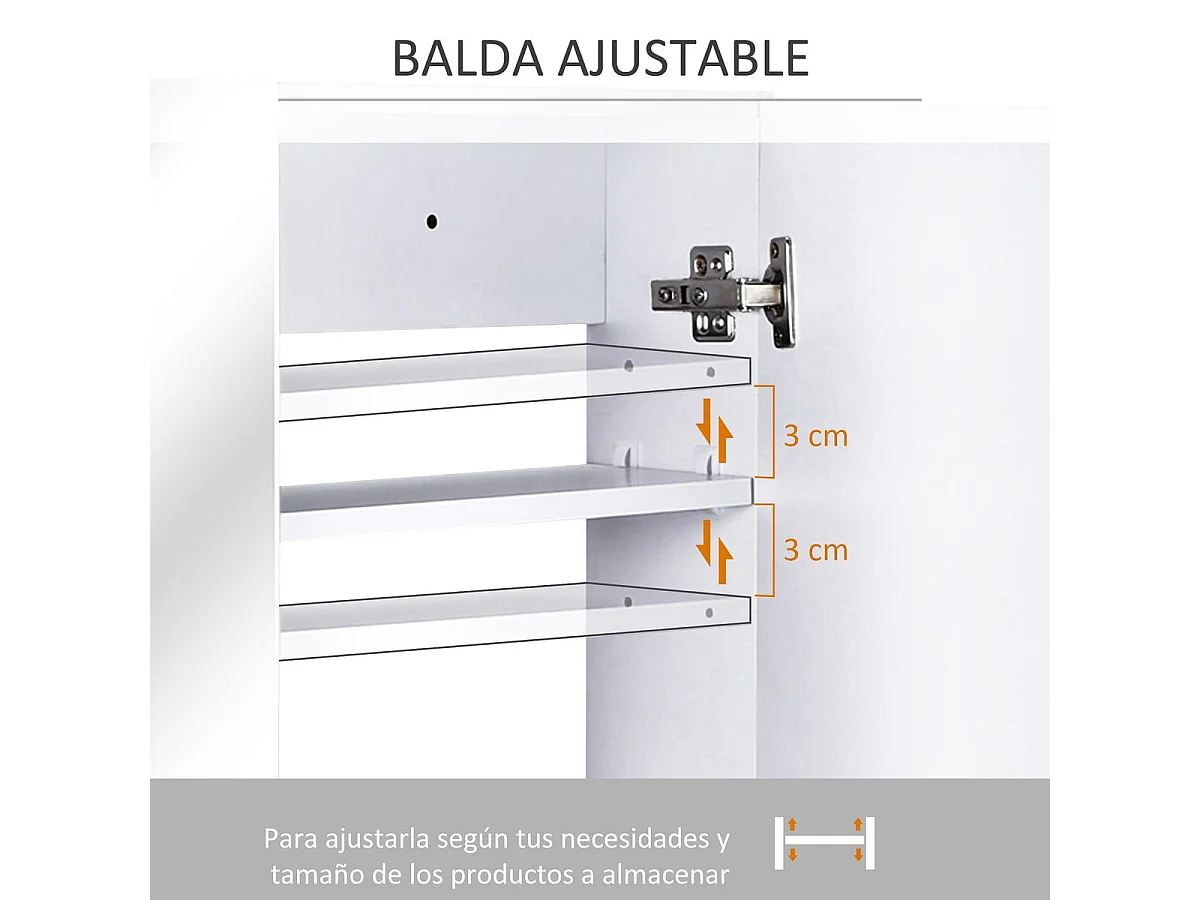 Armario con espejo blanco 80x15x60 cm HOMCOM