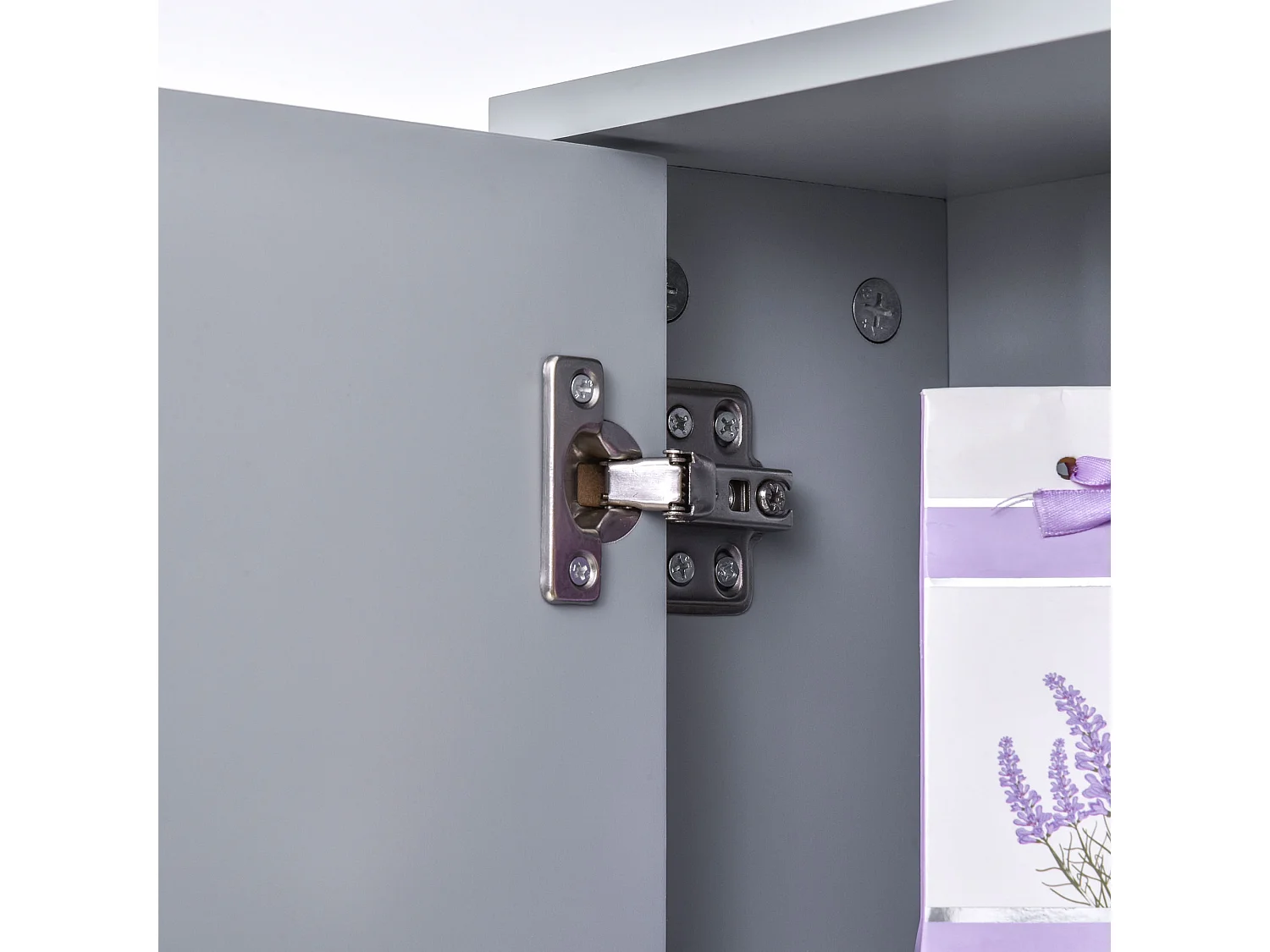 Armario con espejo gris 48x14.5x45 cm HOMCOM