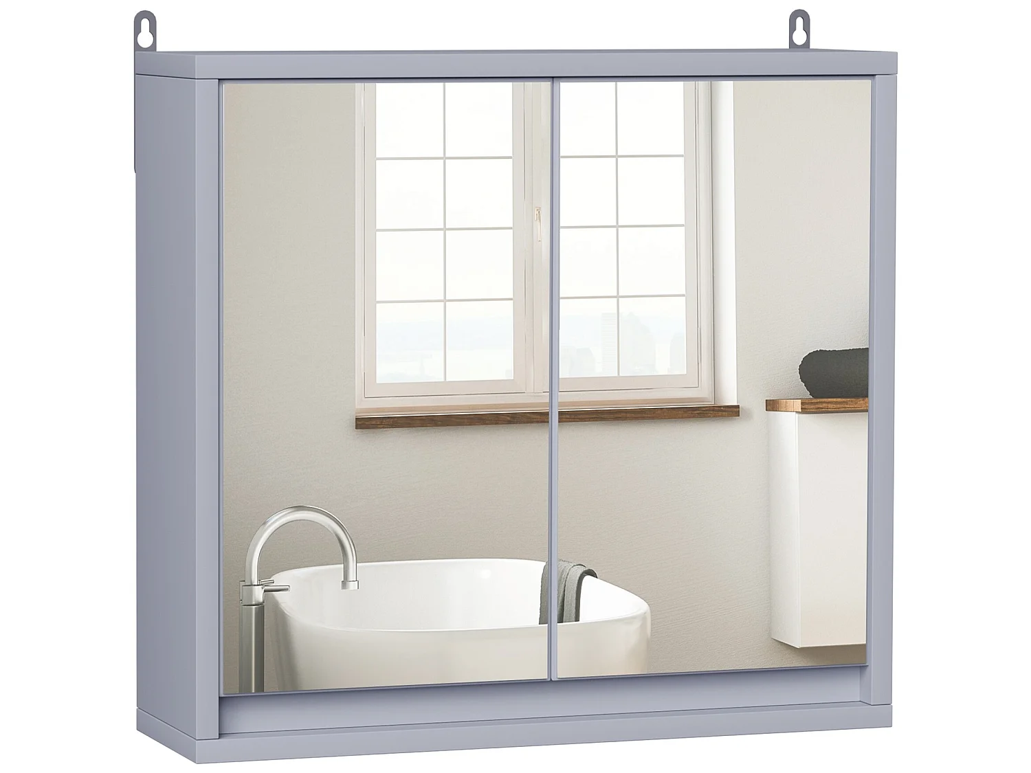 Armario con espejo gris 48x14.5x45 cm HOMCOM