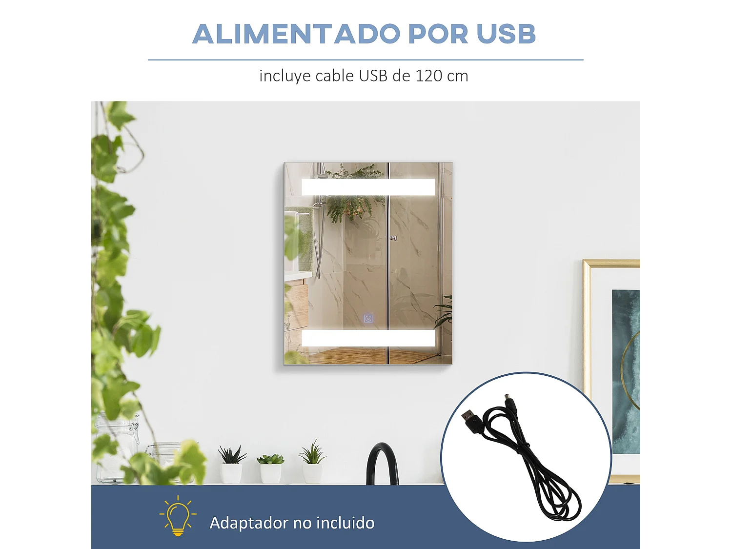 Armario con espejo blanco 50x15x60 cm HOMCOM