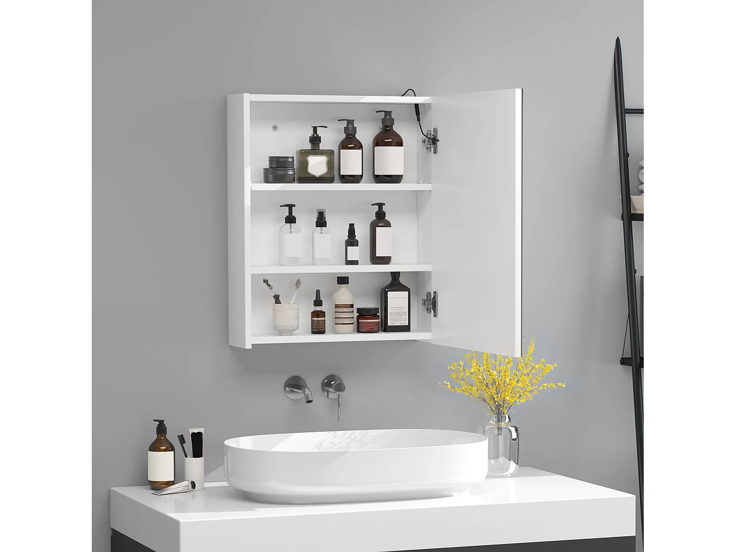 Armario con espejo blanco 50x15x60 cm HOMCOM