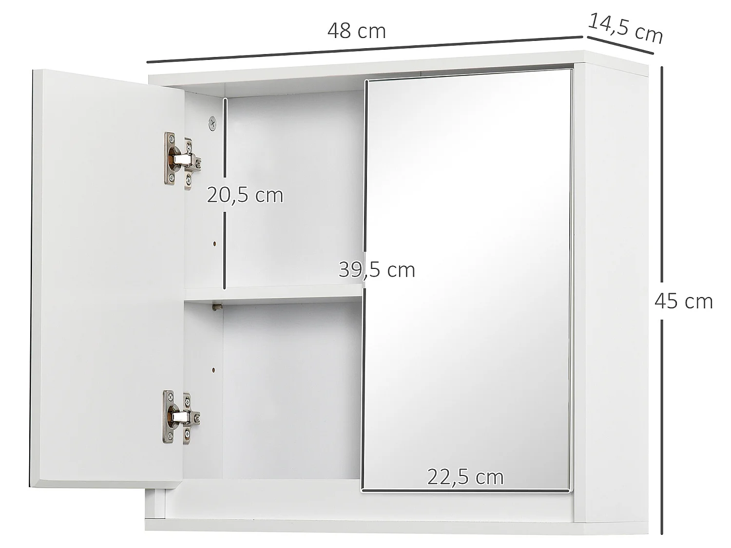 Armario con espejo blanco 48x14.5x45 cm HOMCOM