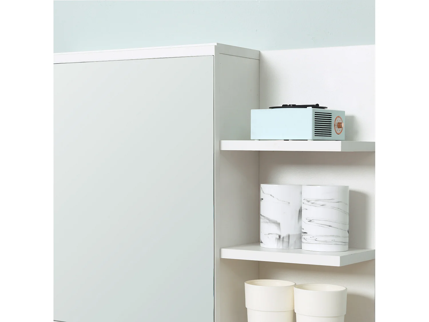 Armario de baño con espejo blanco 60x18x50 cm kleankin