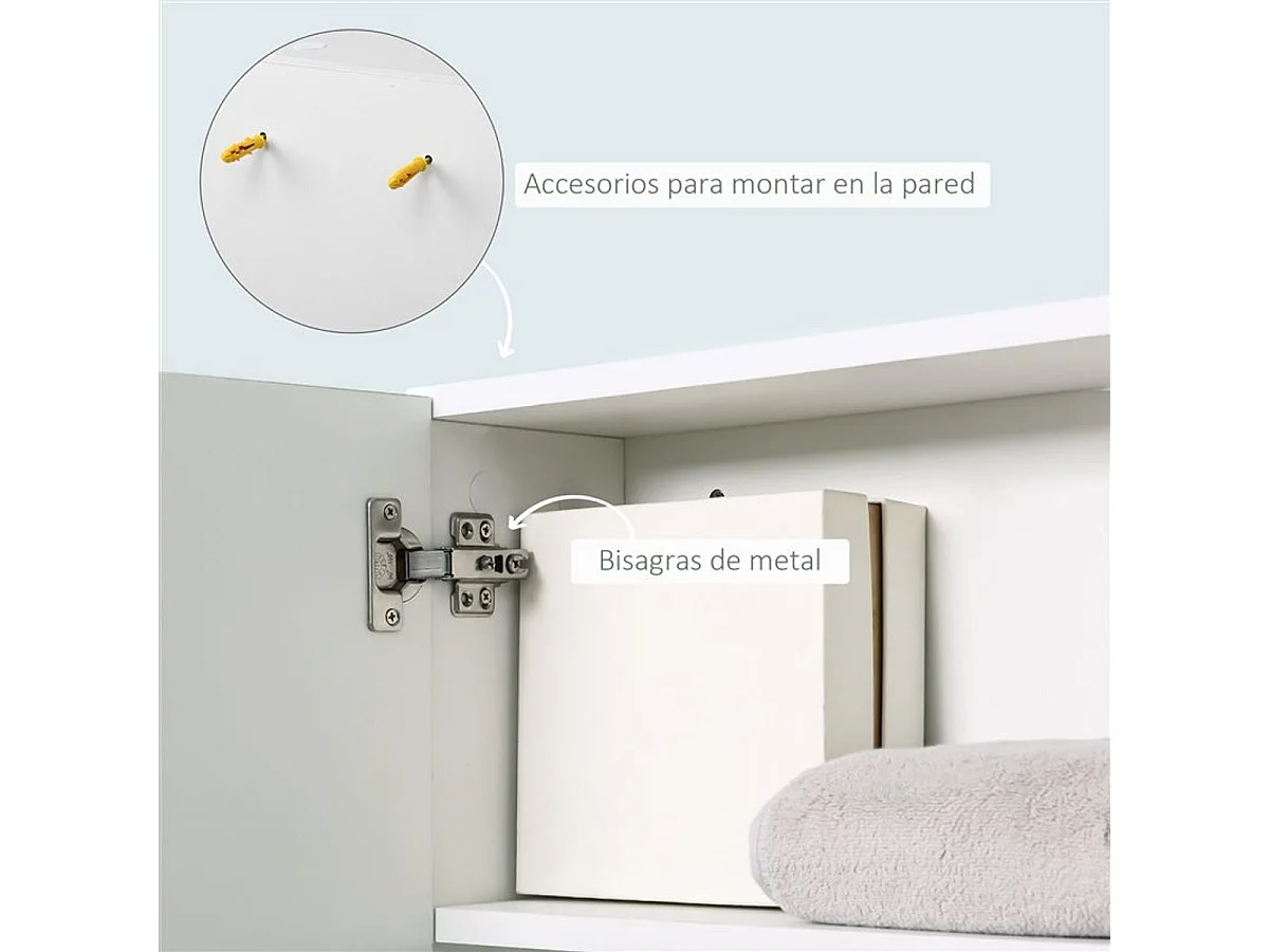 Armario de baño con espejo blanco 60x18x50 cm kleankin