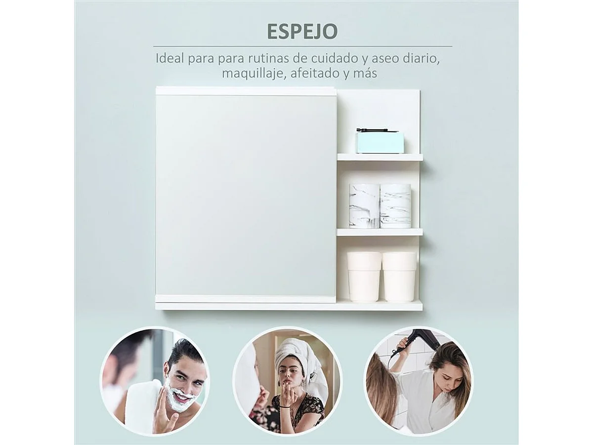 Armario de baño con espejo blanco 60x18x50 cm kleankin