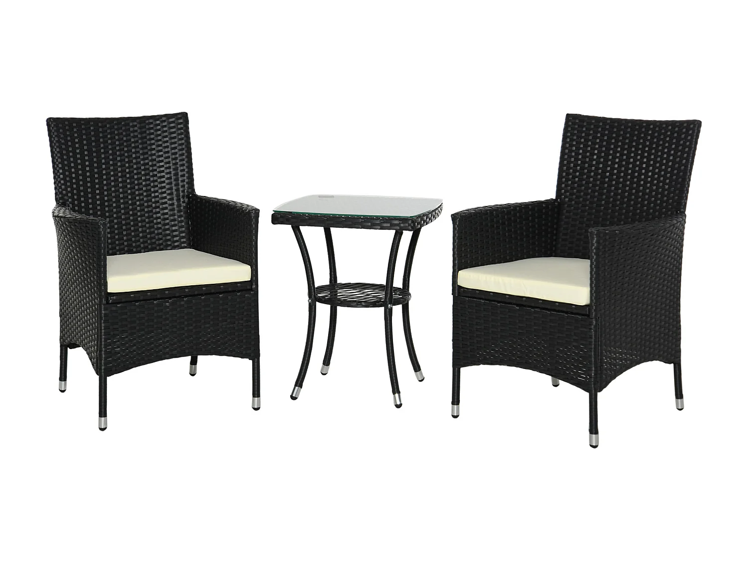 Conjunto de muebles ratán para jardín negro 60x58,5x89,5 cm Outsunny