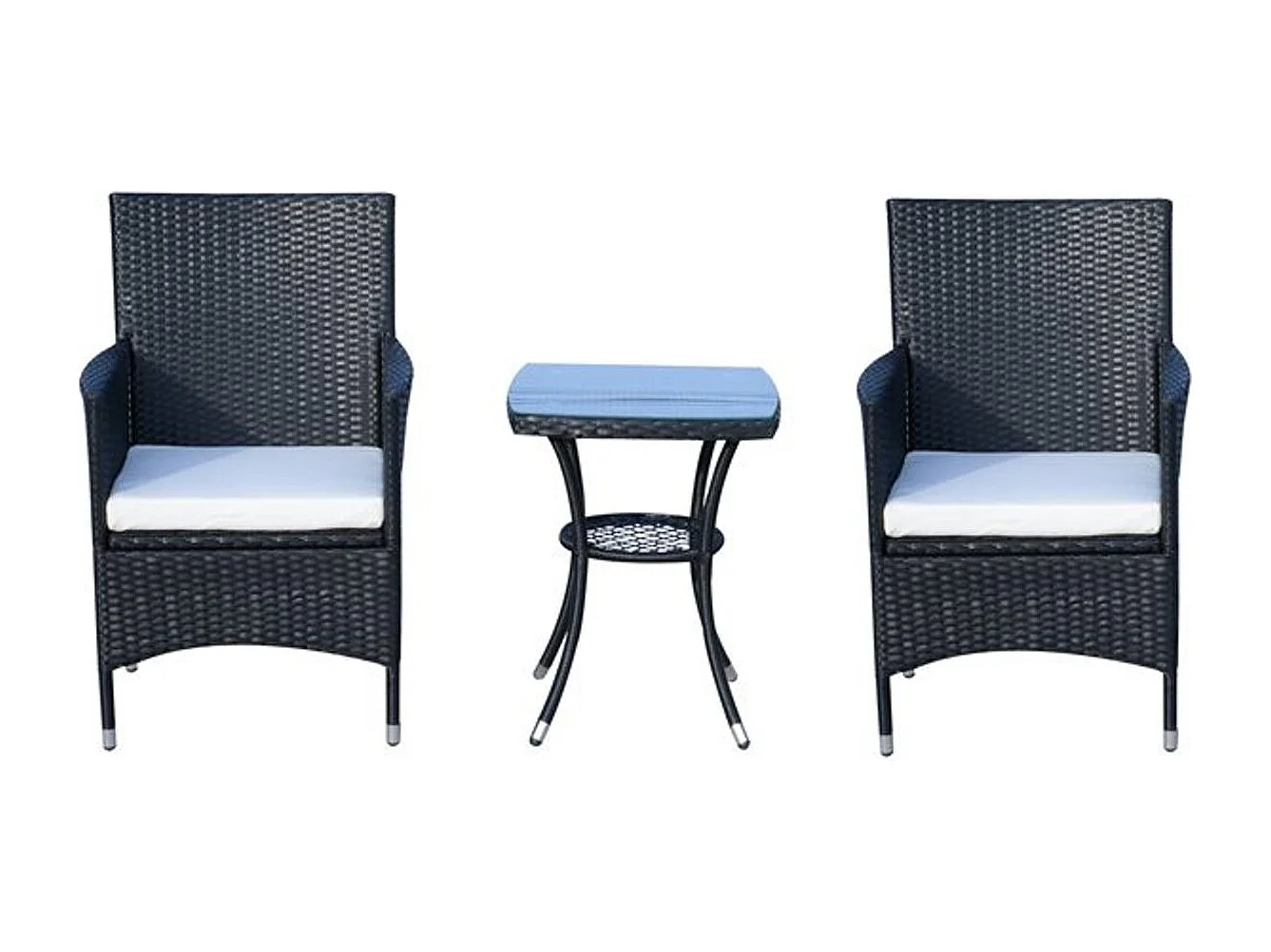 Conjunto de muebles ratán para jardín negro 60x58,5x89,5 cm Outsunny