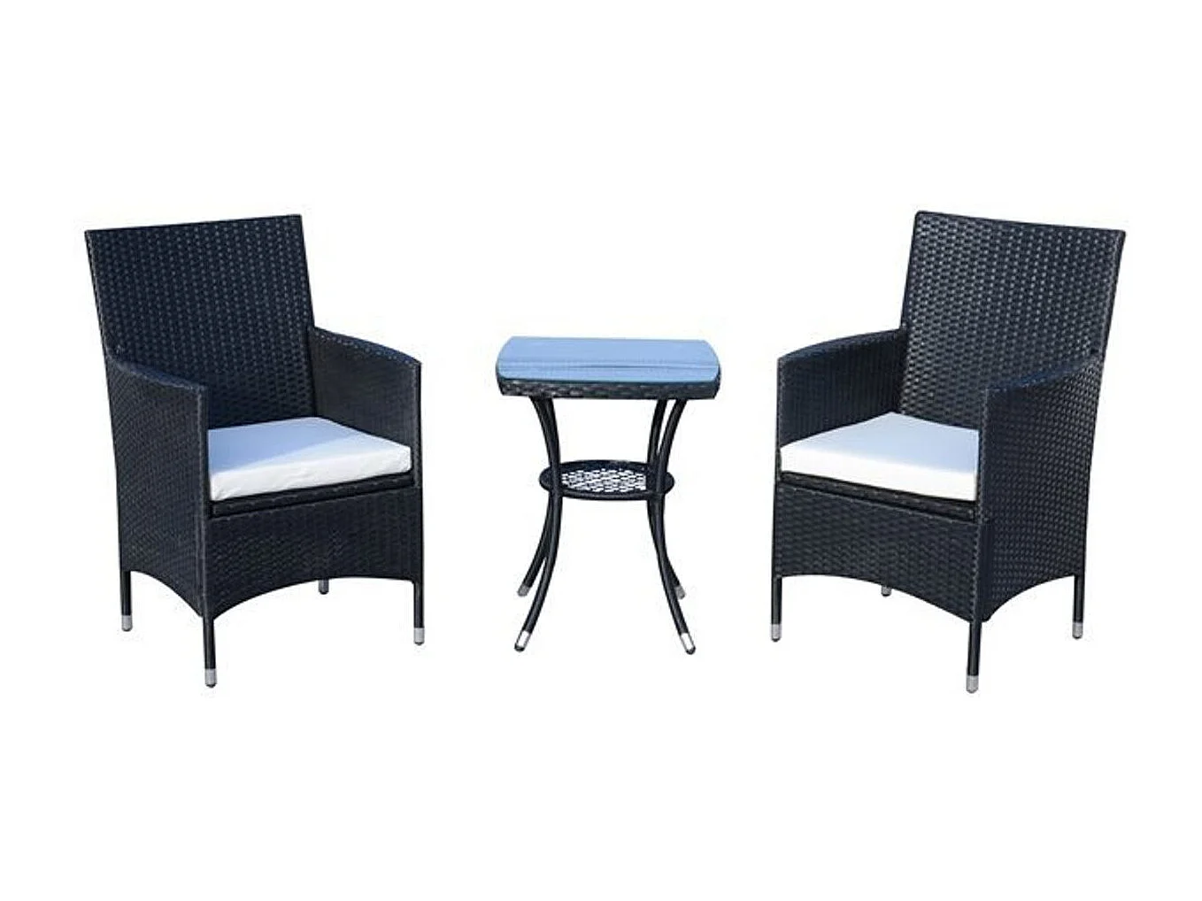 Conjunto de muebles ratán para jardín negro 60x58,5x89,5 cm Outsunny