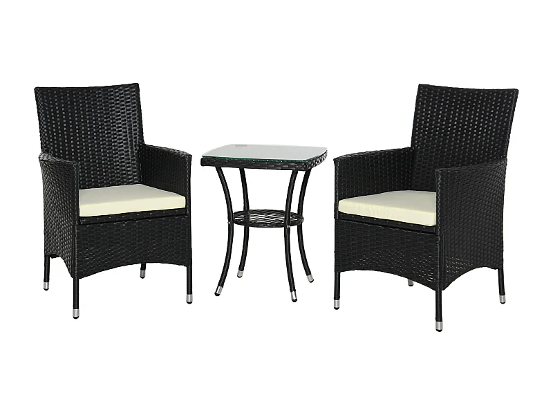 Conjunto de muebles ratán para jardín negro 60x58,5x89,5 cm Outsunny