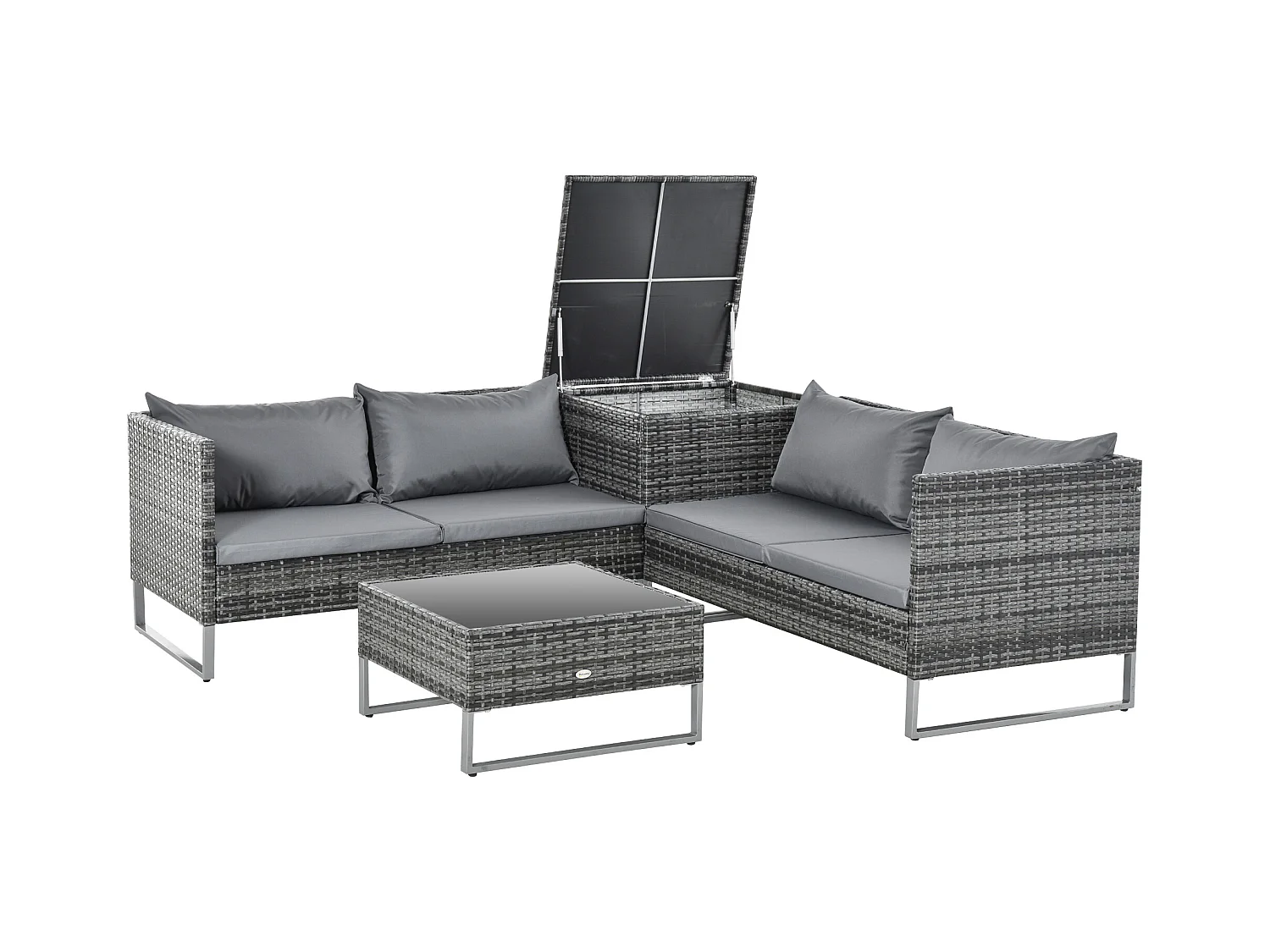 Conjunto de muebles de jardín de ratán gris 132x69x64 cm Outsunny