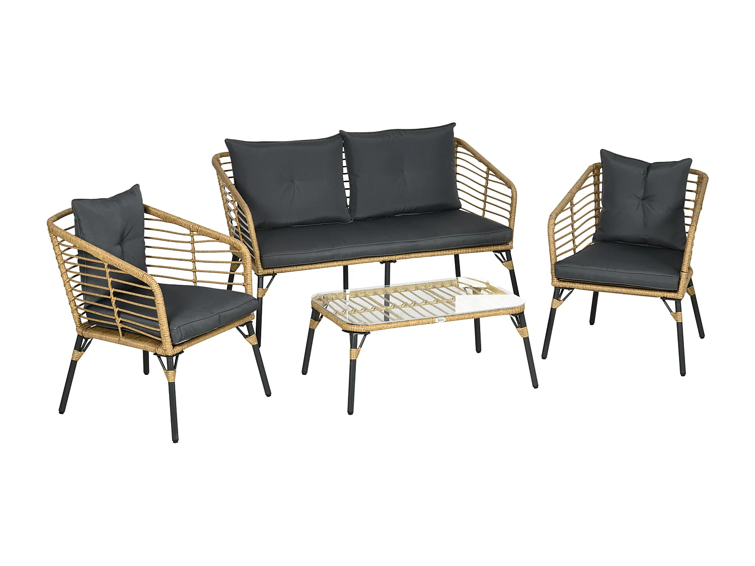 Muebles de ratán arena 131x63x76 cm Outsunny